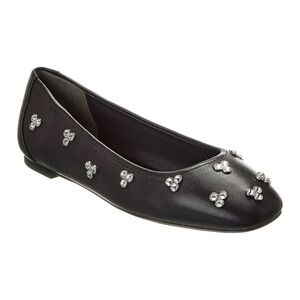 New Stuart Weitzman Tammy Ballet Flat Black Crystal Embellished Sz 7.5